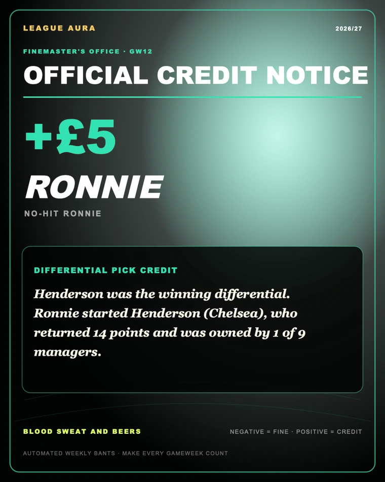 Official credit notice for Ronnie